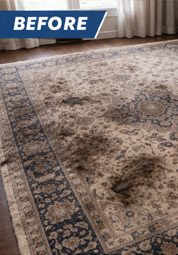rug before professional cleaning
